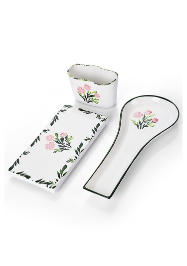 Piatti Naturali 3 Lü Mutfak Seti Bahar Kaşık Altlığı Süngerlik Yağdanlık