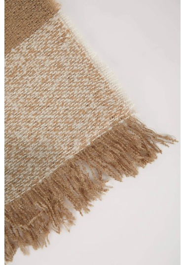 DeFacto Kadın Kareli Püsküllü Atkı A6639AX24WNBG123