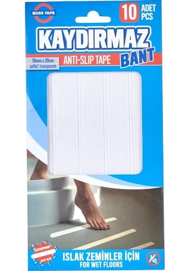 Bosstape Küvet Banyo Islak Zemin Yer Kaydırmaz Bant 19 Mm X 20 Cm