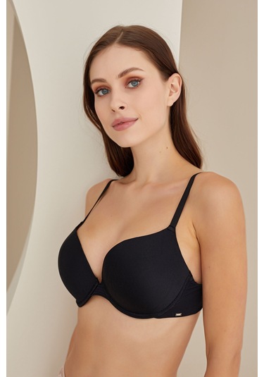 Loya Kadın Siyah Hafif Destekli Tulum Kol Sütyen Siyah
