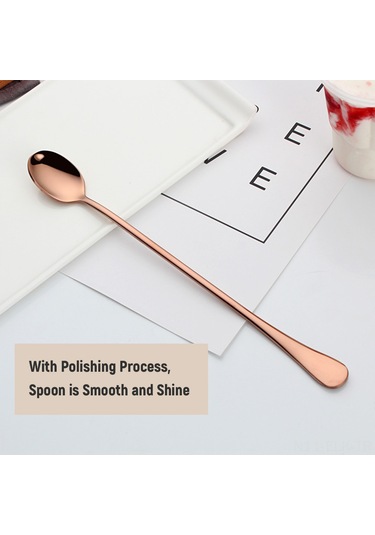 Xindoker Paslanmaz Çelik Titanyum Kaplama Kahve Karıştırma Kaşığı - Rose Gold, Yuvarlak Veya Dikdörtgen Rastgele Gönderim Diğer