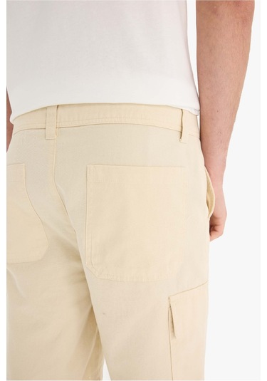 Defacto %100 Pamuk Regular Kargo Cepli Bermuda Şort E1708ax25smbg760 Bej