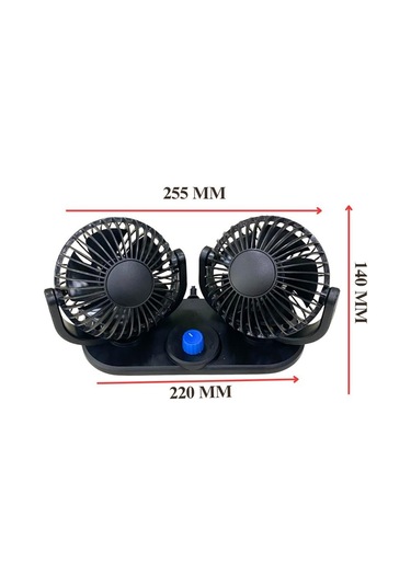 12v Vantilatör 4 '' Çakmak Fişli Torpido Üstü Çift Devre 360 Ayarlanabilir 255 110 140 Mm
