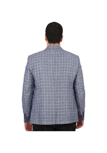 Sposo 5137 Dar Kalıp Kareli Lacivert Erkek Blazer Ceket Lacivert