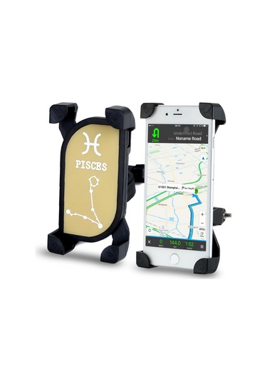 Yaozixa Pisces Burç Desenli Bisiklet Telefon Tutucu - 360 Döner, 6.8 İnç'e Kadar Uyumlu, Sağlam Kauçuk Padli Diğer