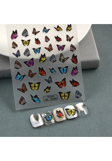 1 Adet Siyah Beyaz Yay Kelebek 5d Tırnak Çıkartmalar Nail Art Dekorasyon Kabartma Disney Karikatür Çiçek Nail Art Çıkartmalar Tırnak Malzemeleri Mavi