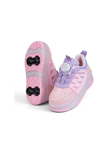 Tuğba Ortopedi Çocuk Kol Saati Hediyeli Işıklı Tekerlekli Sneaker Pudra
