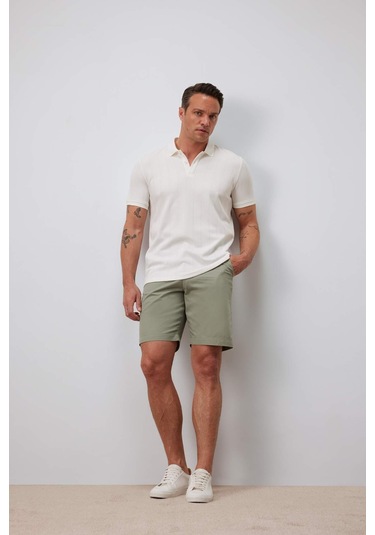 Defacto %100 Pamuk Regular Fit Gabardin Bermuda Şort C7684ax25spgn931 Yeşil