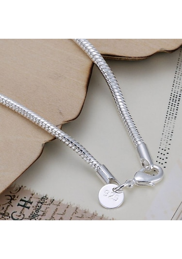 925 Gümüş Kaplama, Örgü Gümüş Bileklik , Ahşap Kutu İçerisinde