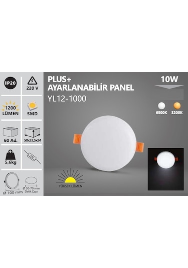 10w Plus+ Ayarlanabilir Led Panel Yl12-1000 Beyaz