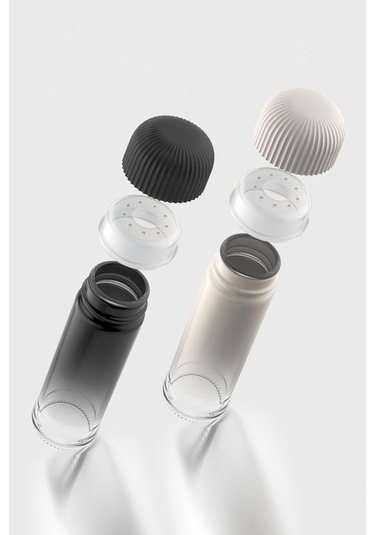 Renga Line Boyalı 105 Ml 2'li Cam Tuzluk Biberlik Seti 122021 Siyah-bej Çok Renkli