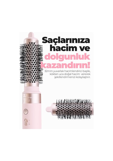 Pirantech Ks-611 Airwrap 6in1 Saç Şekillendirme Seti Pembe