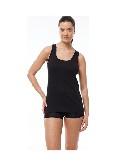 Malabadi Kadın Siyah 6 Lı Paket %100 Pamuk Ribana Kalın Askılı Atlet 106-e Siyah