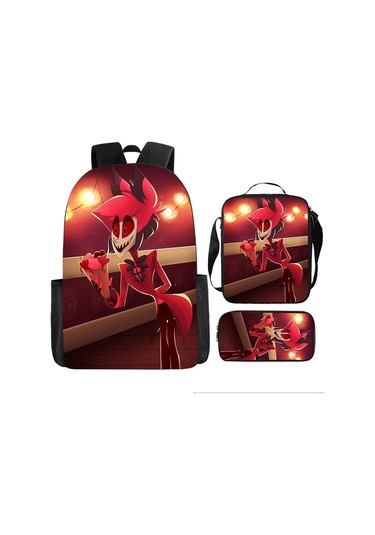 Öğrenci Sırt Çantası Karikatür Sırt Çantası Üç Parçalı Sırt Çantası Omuz Çantası Kalem Kutusu Çanta, 42x29x16cm Bag9 42x29x16cm Siyah