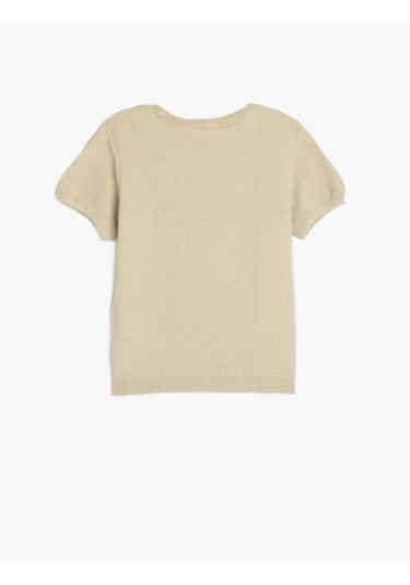 Koton Kısa Kollu Bisiklet Yaka Basic Triko Kazak Bej 5skb90006tt Ekru