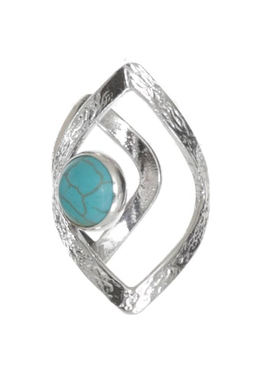 Labalaba Kadın Lak Gümüş Renk Kaplama Doğaltaşlı Ayarlanabilir El Yapımı Tasarım Yüzük Gümüş - Mavi