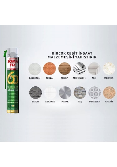 Somafix 60 Saniye 2 Li Kullanım Poliüretan Yapıştırma Köpüğü S937