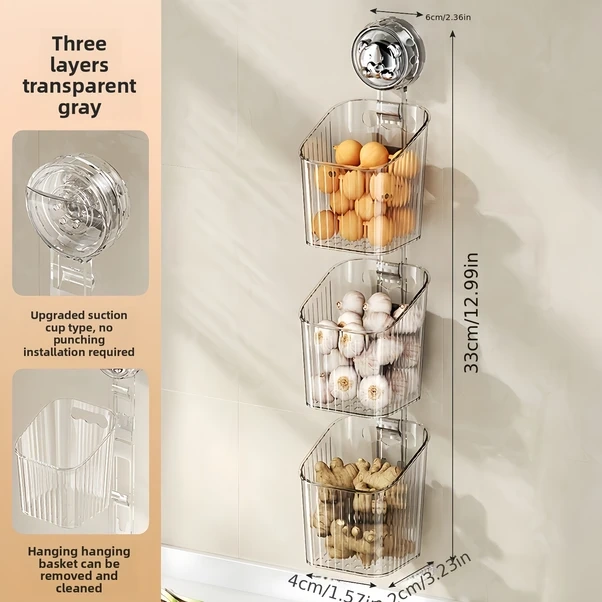 Sunshine011 3'lü Şeffaf Saklama Kutusu, Mutfak Ve Banyo Organizer Sepetleri, Raflı Yığılabilir Şeffaf Renk