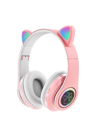 Fortunelane Siyah B39 Kedi Kulaklıklı Bluetooth Kulaklık, Led Işıklı, Kablosuz, Şık Tasarım, Yüksek Kalite Materyal