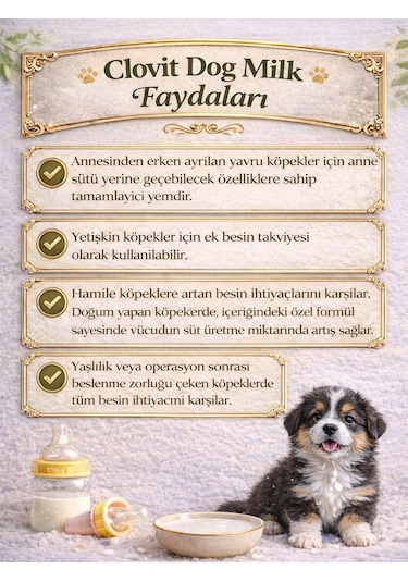 Clovit Yavru Köpekler İçin Süt Tozu 250 Gr