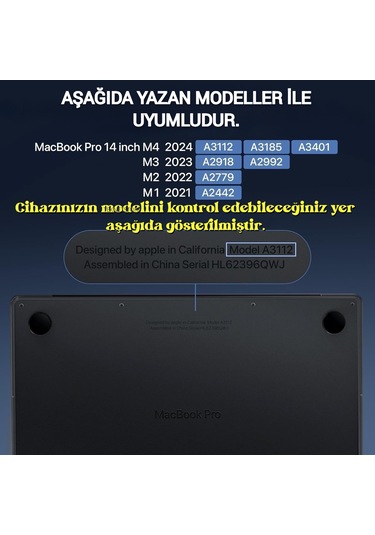 Macbook Uyumlu Pro 14 İnç M4/pro/max A3401 A3112 A3185 Uyumlu Şeffaf Kılıf Koruyucu Parlak Kapak Şeffaf