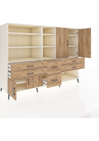 Kronos Dolap 10 Raflı 6 Çekmeceli 4 Kapaklı 220x59x163 Aytaşı-çam Aytaşı-çam