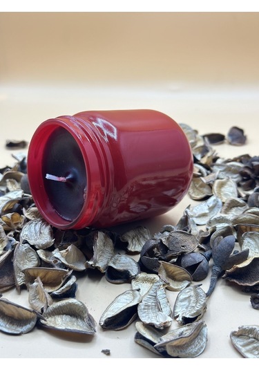 Kırmızı Renk Lavanta Kokulu Soya Mum 210 Cc 1 Adet - Renkli Kavanozda Mum 1 Adet Kirmızı