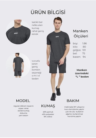 Bella Dossi Erkek Şortlu Takim Sleep Antrasit