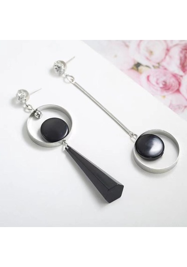 Moveevo Altın Renkli合金材质 Uzun Tek Çubuk Asimetrik Minimalist Geometrik Küpe Gold