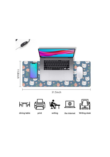 Cat Desenli Büyük Oyun Mouse Pad 31.5x11.8 Inch, Kaymaz Rubber Desk Mat-a13