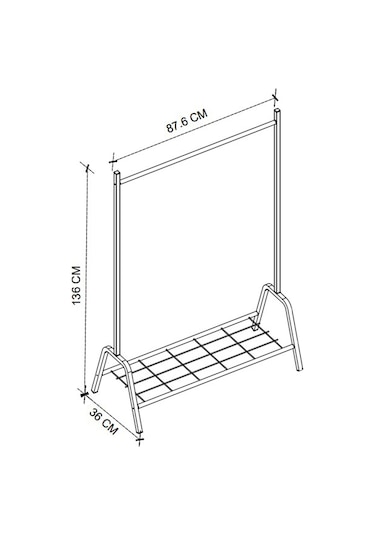 Bofigo Konfeksiyon Askısı Ayaklı Askılık Elbise Askılığı Raflı Askılık Venüs Siyah