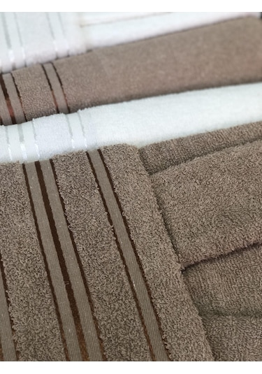 Royam Beril Pamuklu 6 Parça Aile Bornoz Seti Takımı Kahverengi