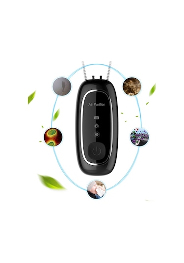 Yükseltme Çift Fırça Negatif İyon Hava Temizleyici Boyun Küçük Taşınabilir Hava Temizleyici, Boyut:zincir Modeli Siyah Diğer