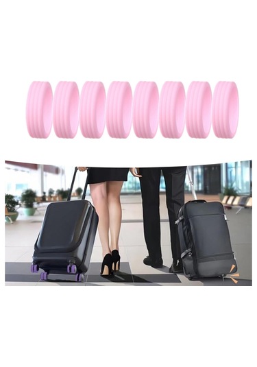 Homyl 8 Adet Bagaj Bavul Tekerlekleri Kapak Düşük Gürültü Pembe