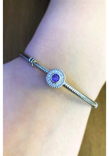 Kadın Mor Taş Detay Gümüş Charm
