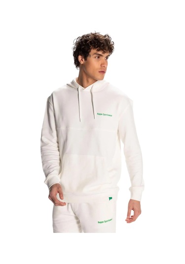 Kappa Authentic Theo Erkek Beyaz Regular Fit Hoodie Beyaz