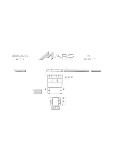 Mercedes W140 Konsol-torpido Kaplama 20 Parça-alüminyum Alüminyum
