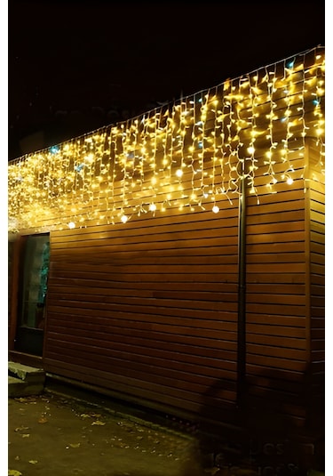 2M Saçak Led 144 Ledli 16 Saçaklı Eklenebilir IP65 Dış Mekan Gün Işığı Beyaz Flaşlı Led Işık Yılbaşı Süsü Ev Süsleme