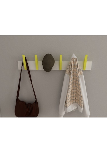 Hepsi3boyutlu Modern Duvar & Kapı Kanca Askılık - 6 Adet Sarı Kanca Askılık - Model No : 4 Sarı