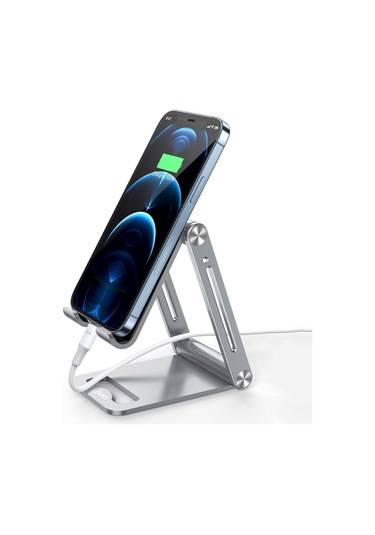 Juo Alüminyum Katlanabilir Metal Masaüstü Telefon Tutucu Standı Gümüş Gümüş