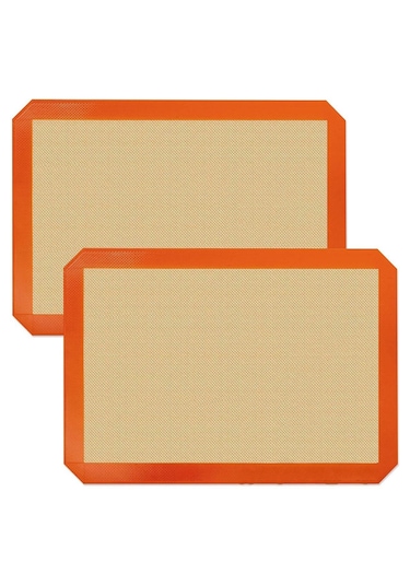 2 Adet Kendinden Yağlı Silikon Pişirme Ve Hamur Açma Matı 30x40cm Turuncu