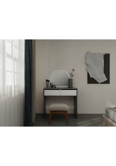 Huzur Makyaj Masası Koyugri Renk Gri