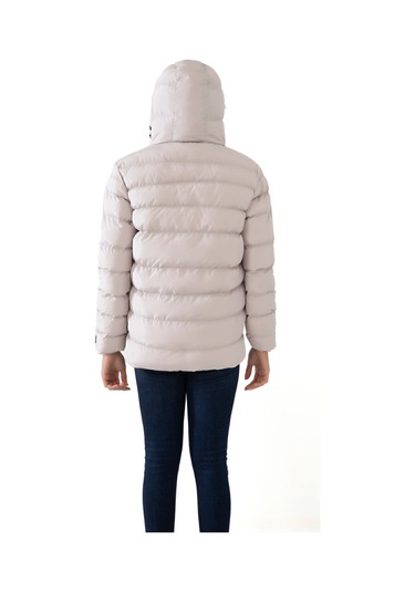 Kadın Taş Kapüşonlu Içi Polarlı Su Geçirmez Rüzgara Dayanıklı Şişme Mont & Kaban & Parka Taş