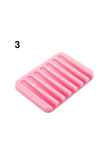 Pembe Esnek Banyo Silikon Sabunluk Depolama Tutucu Soapbox Plaka Tepsi Drenaj