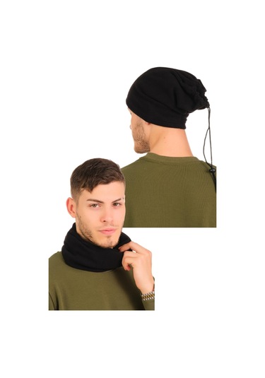 Unisex Polar Boyunluk 2'li Set Siyah
