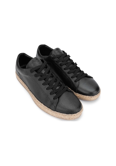 Tamer Tanca Erkek Hakiki Deri Siyah Deri Casual Ayakkabı 355 78370 Erk Ayk Y24 Sıyah Dr Siyah