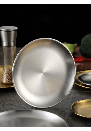 Lunext Yuvarlak Metal Servis Tepsisi Tabak 345700363 Gri