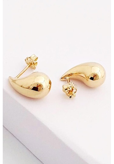 Oqqo Gold Gözyaşı Damla Kadın Küpe Altın