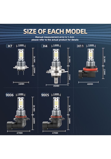 Xindoker V1 Araba Led Sis Farı 16w 1000lm 6000k Beyaz Ip68 Su Geçirmez 9005/hb3/h10 Soketli 2'li Set