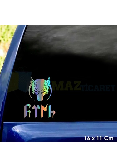 Türk Börü Göktürk Motosiklet Araba Hologram Oto Sticker Etiket Yapıştırma